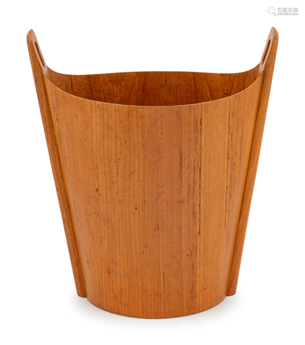 A Norwood Carved Teak Wastebasket Height 17 1/4 i…