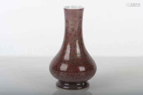 INFUSED RED GLAZED BOTTLE VASE WITH LONG NECK