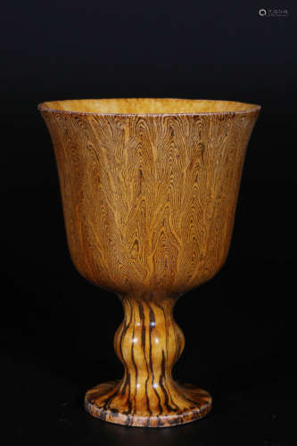 WOOD GRAIN GLAZED STEM CUP