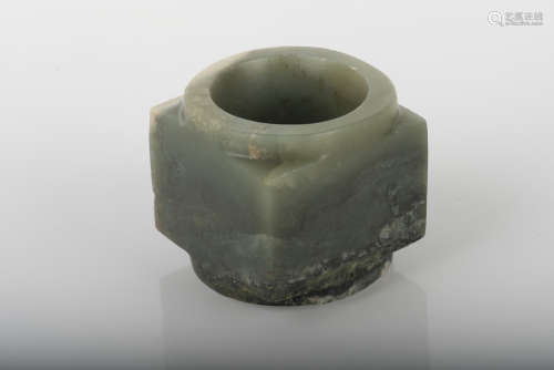 CULTURAL PERIOD ARCHAIC JADE CARVED ORNAMENT, CONG
