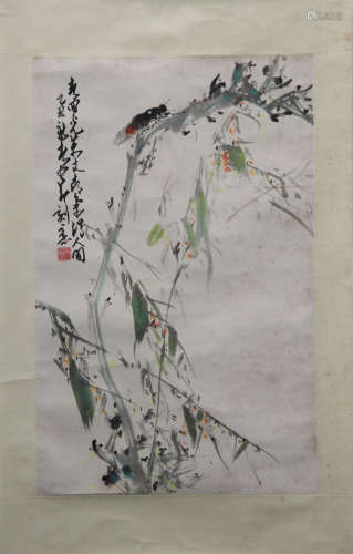 ZHAO SHAO'ANG: INK AND COLOR ON PAPER PAINTING 'FLOWERS AND BIRDS'