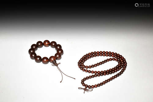 ZITAN WOOD BEAD BRACELET AND NECKLACE