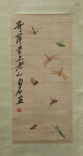 QI BAISHI: INK AND COLOR ON PAPER PAINTING 'INSECTS