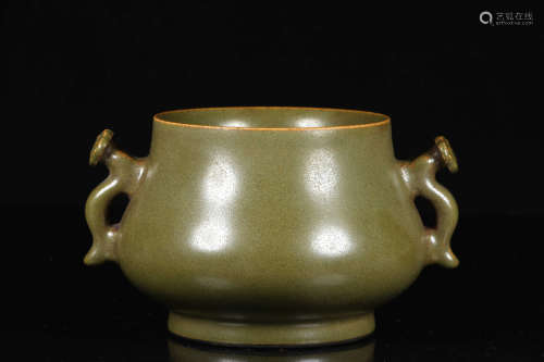 TEA DUST GLAZED CENSER WITH RUYI HANDLES