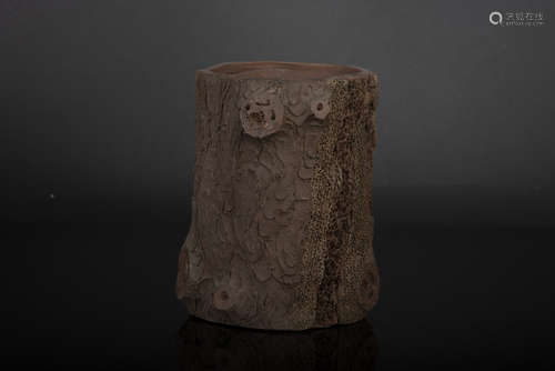 YIXING ZISHA 'TREE TRUNK' BRUSH POT