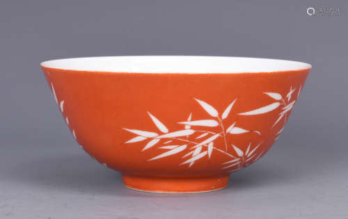 CORAL RED GROUND 'BAMBOO' BOWL