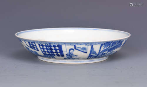BLUE AND WHITE 'THREE FRIENDS OF WINTER' DISH