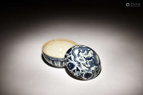 BLUE AND WHITE 'DRAGON' COVERED JAR