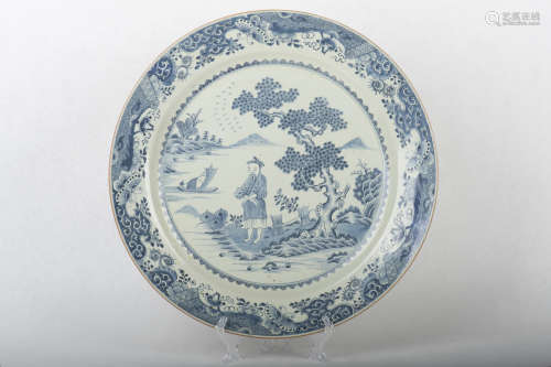 BLUE AND WHITE 'RIVERSIDE SCENERY' DISH