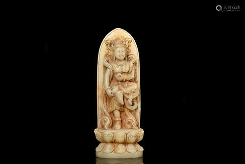 JADE CARVED 'NE ZHA' STANDING FIGURE