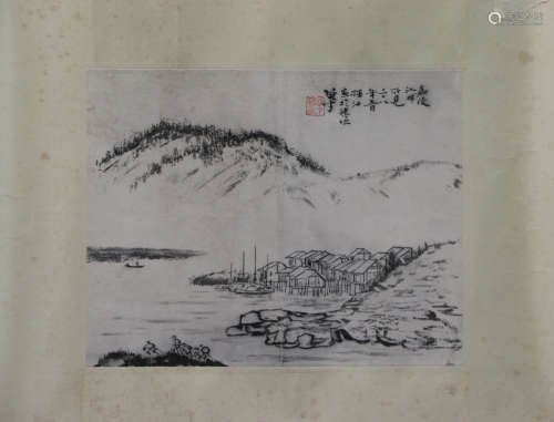 LI XIONGCAI: INK ON PAPER PAINTING 'LANDSCAPE SCENERY'