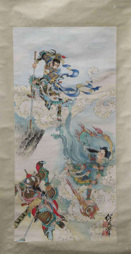 LIU JIYOU: INK AND COLOR ON PAPER PAINTING 'HAVOC IN HEAVEN'