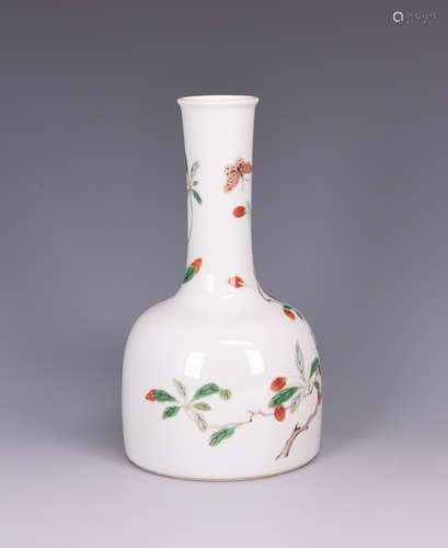 FAMILLE ROSE 'BUTTERFLIES AND FLOWERS' BELL SHAPED VASE