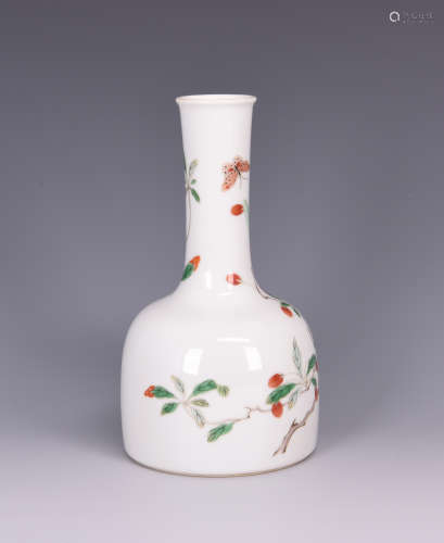 FAMILLE ROSE 'BUTTERFLIES AND FLOWERS' BELL SHAPED VASE