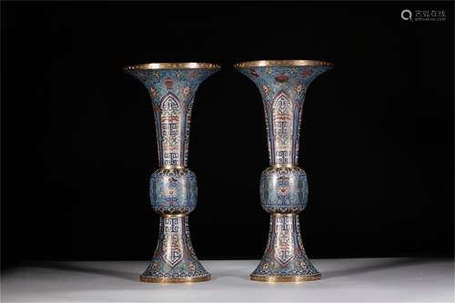 A Pair of Chinese Cloisonne Vases