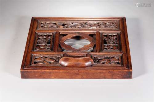 A Chinese Carved Hardwood Mirror Holder