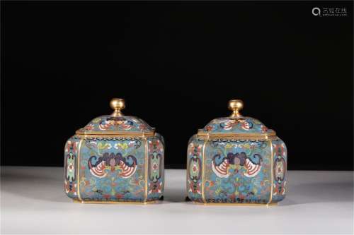 A Pair of Chinese Cloisonne Boxes with Covers