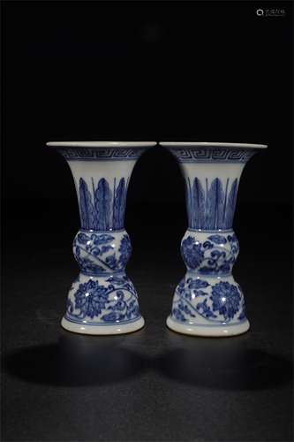 A Pair of Chinese Blue and White Porcelain Vases