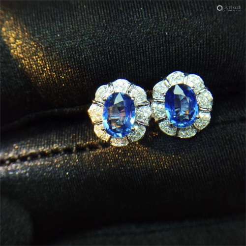 A Pair of Chinese Sapphire Earrings