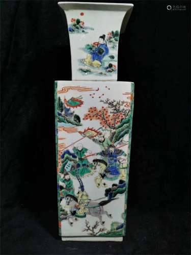A Chinese Wu-Cai Glazed Porcelain&Story Vase