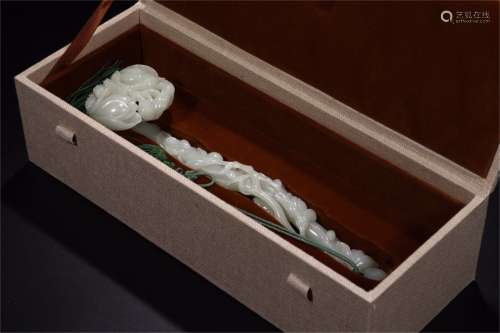 A Chinese Carved Jade Ruyi Decoration