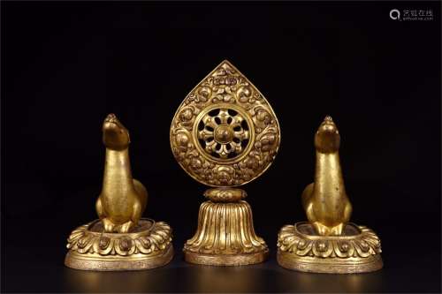 A Set of Chinese Gilt Bronze Buddhist Decoration
