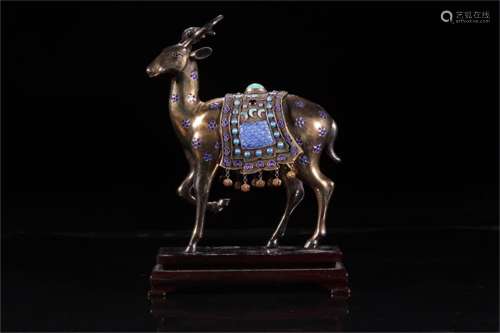 A Chinese Silver Deer Decoration