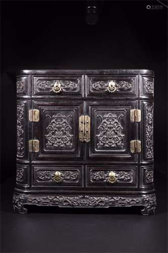 A Chinese Carved Hardwood Bookcase