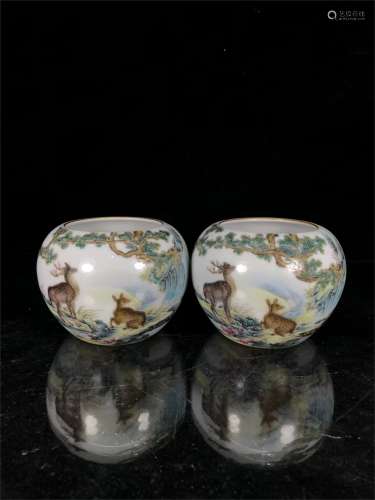 A Pair of Chinese Famille-Rose Porcelain Water Pots