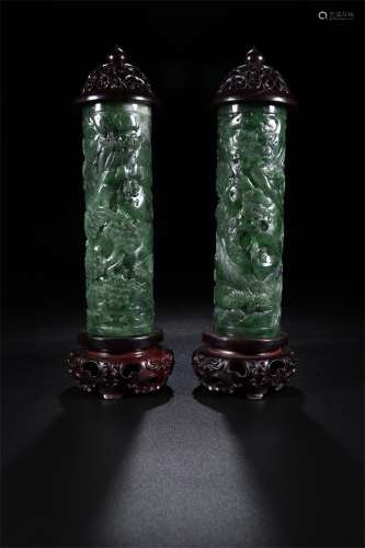 A Pair of Chinese Jade Incense Cases