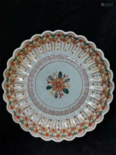 A Chinese Iron-Red GlazedPorcelain Plate