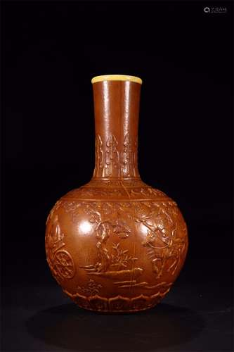 A Chinese Carved Wood Vase