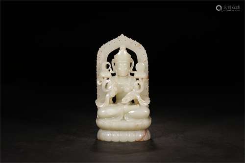 A Chinese Carved Jade Figure of Buddha