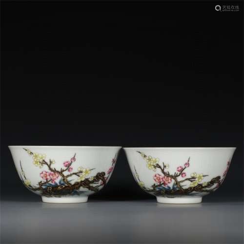 A Pair of Chinese Enamel Glazed Porcelain Bowls