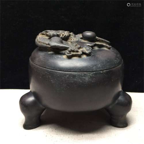 A Chinese Carved Ink-stone with the Cover