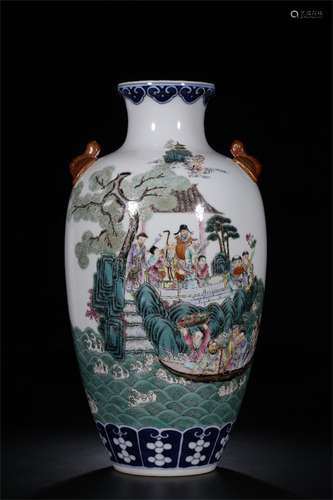 A Chinese Famille-Rose Porcelain Vase