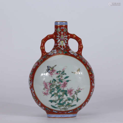 A Chinese Floral Porcelain Flask