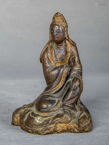 A Chinese Copper Guanyin Statue