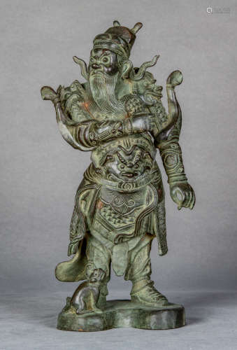 A Chinese Copper Civilian Statue