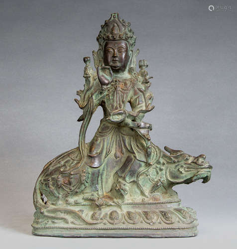 A Chinese Bronze Statue of Manjusri