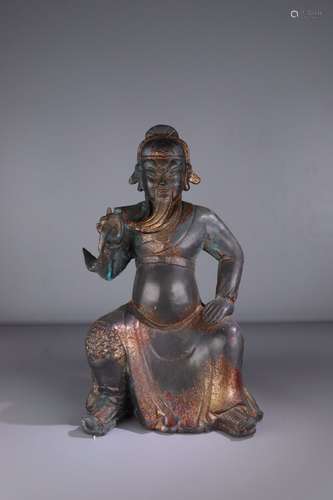 A Chinese Gilded Bronze Statue of The The Duke Guan