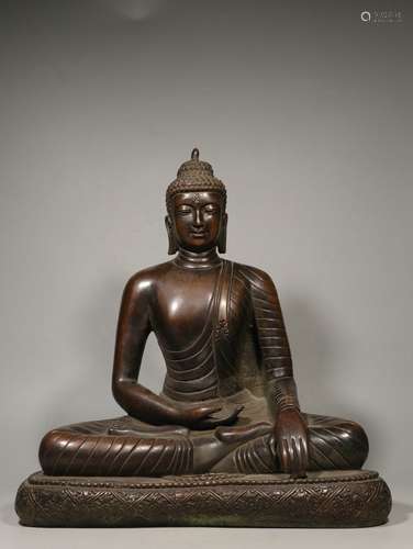 A Chinese Bronze Buddha Seated Statue Ornament of Sakyamuni