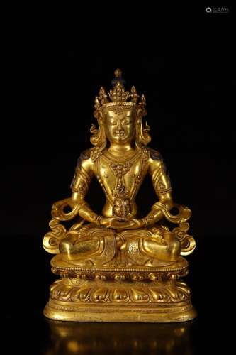 A Chinese Bronze Gilding Amitabha Sitting Statue 