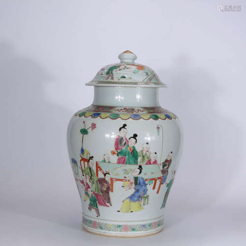 A Chinese Multicolored Porcelain Covered Jar