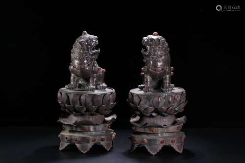 A Pair of Chinese Silver Incense Burners