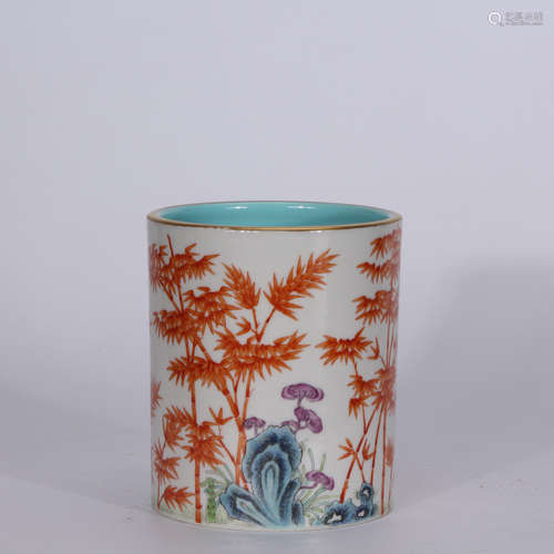 A Chinese Famille Rose Porcelain Brush Pot