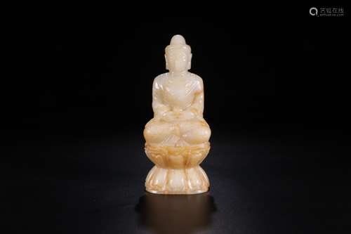 A Chinese Jade Sitting Statue of Sakyamuni