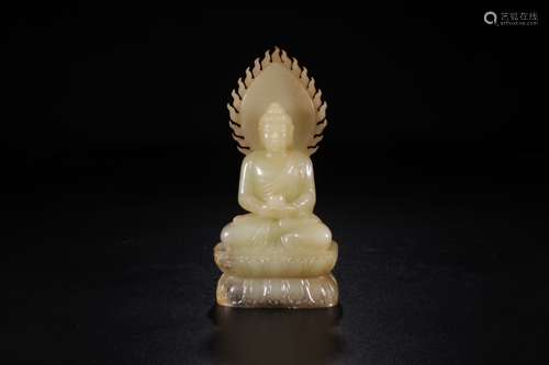 A Chinese Jade Sitting Statue of Sakyamuni