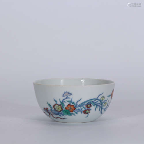 A Chinese Famille Rose Floral Porcelain Cup