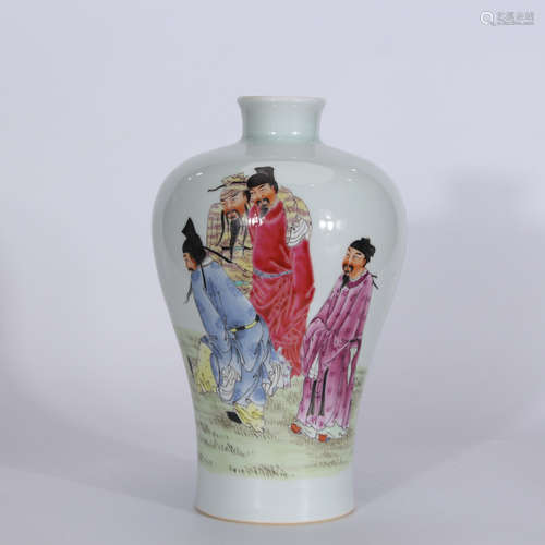 A Chinese Famille Rose Porcelain Plum Vase